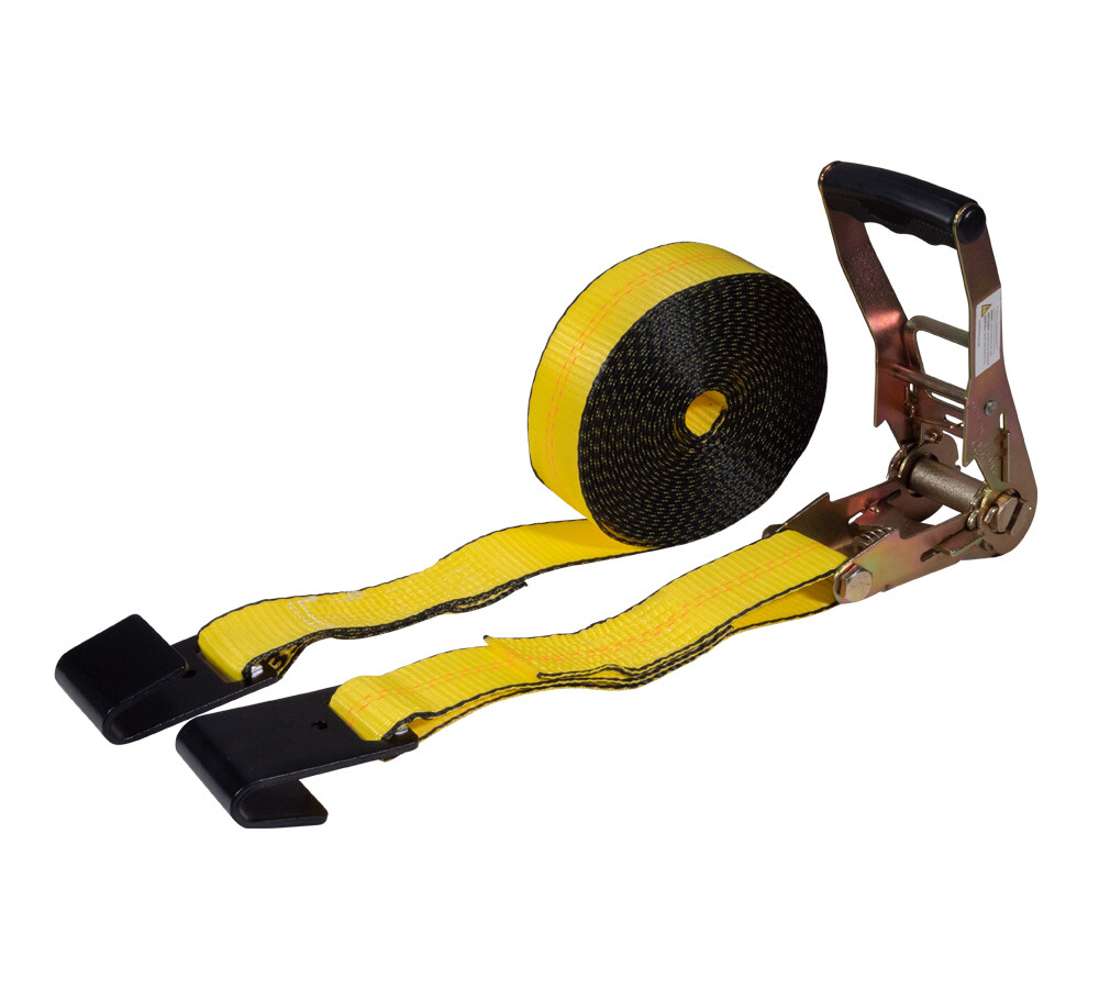 (4 Pack) 2" x 30' Ratchet Strap with Flat Hook - Yellow