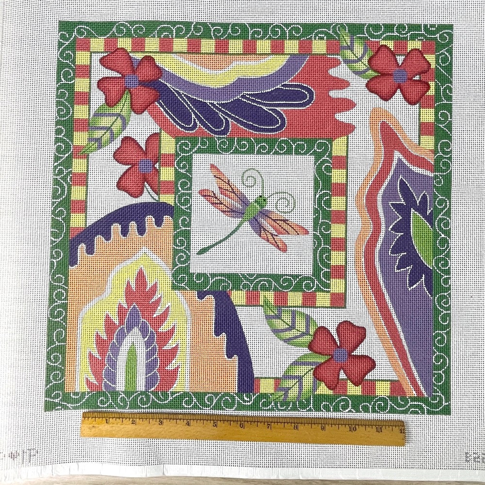 JP Needlepoint Dragonfly & Paisleys needlepoint canvas #B225