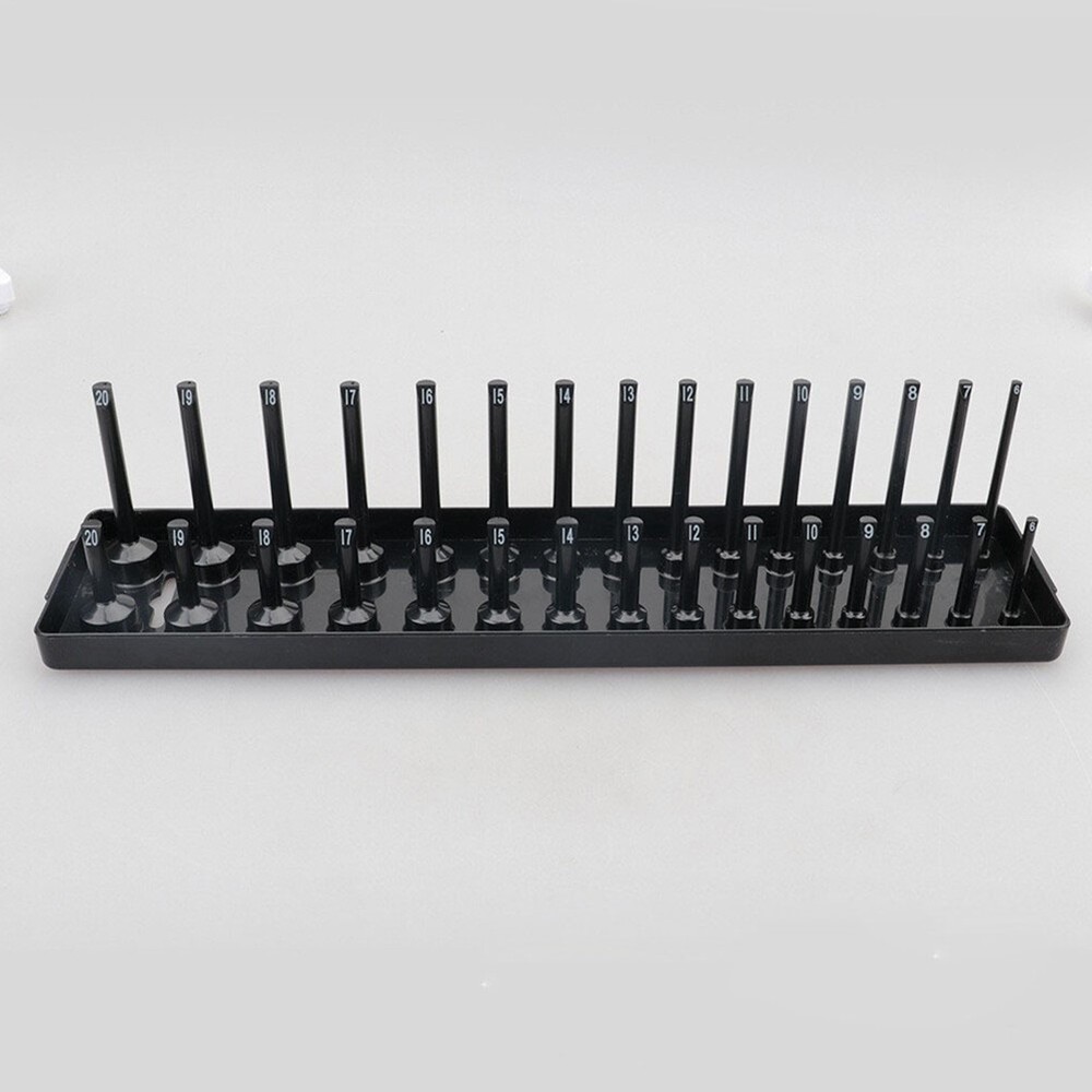 6Pc Socket Organizer Storage Holder Tool Set Tray Rack Metric SAE 1/4" 3/8" 1/2"