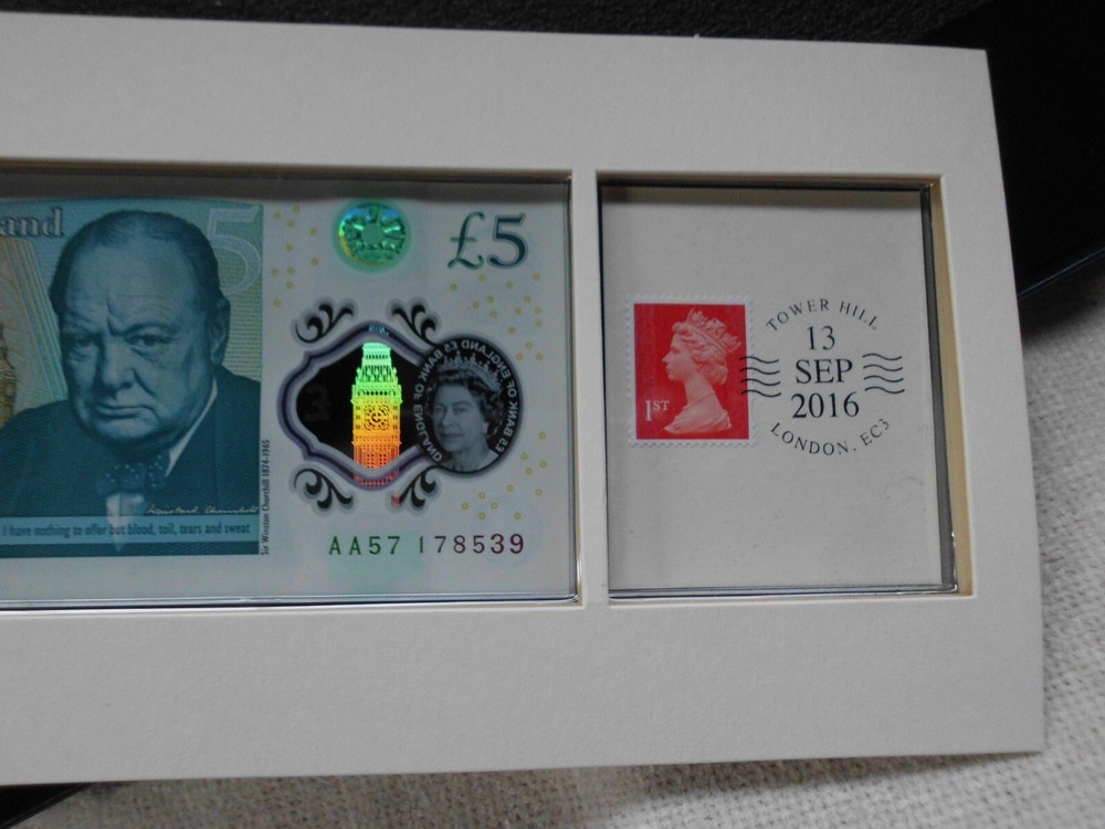 FIRST UK POLYMER £5 NOTE DATE STAMP ISSUED EDITION 2016 in DISPLAY BOX AA57 No.