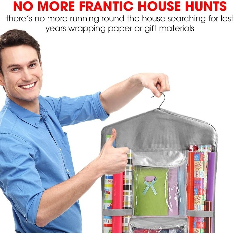 Hanging Organizer Gift Wrapping Paper Storage 10 Compartment Closet Solution New