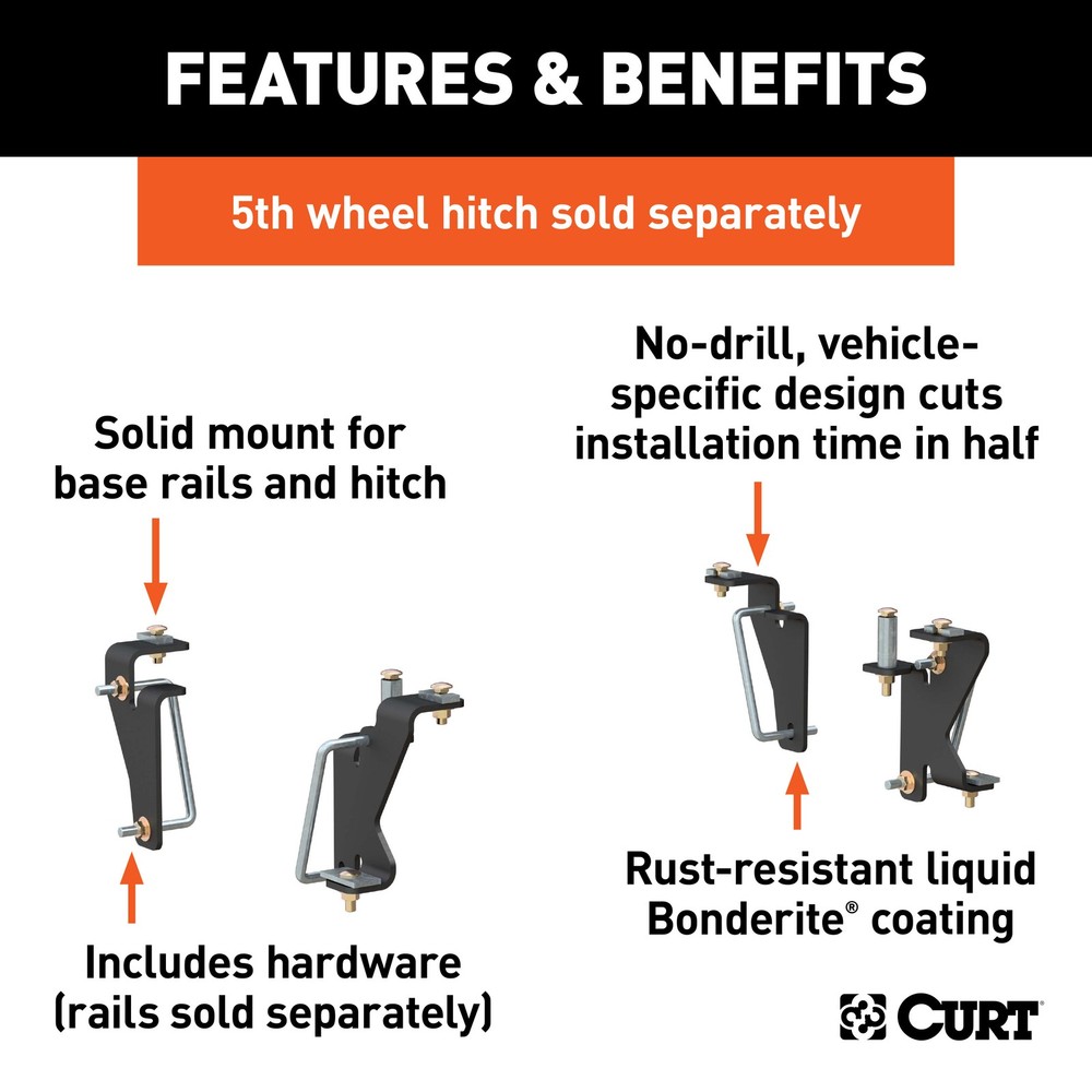 Curt 16420 Custom Fifth Wheel Hitch Brackets Install Kit 5th Wheel Towing