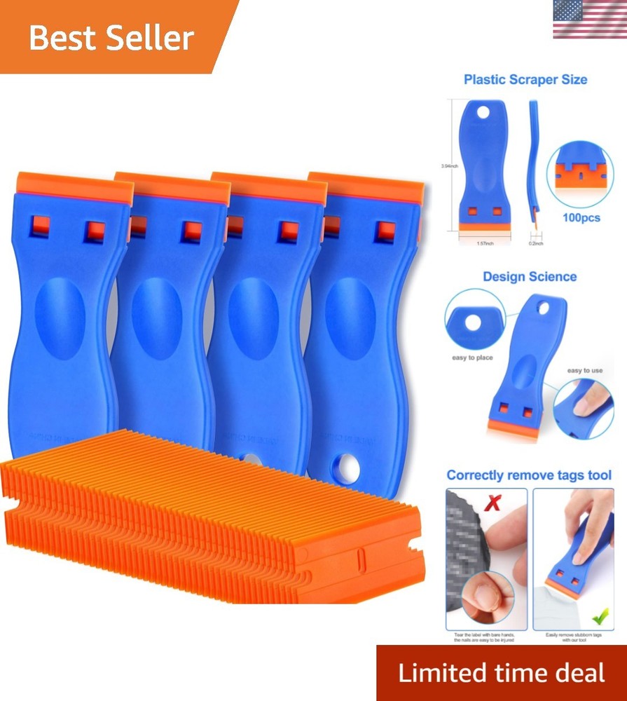 4 Pcs Pastic Razor Bade Scraper and 100 Pcs Bades, Remove abe Deca Too， Forwi...
