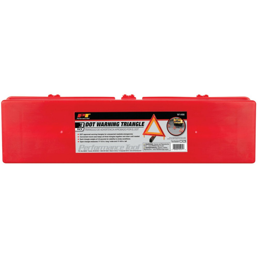 Performance Tool Warning Triangle Set - 3 Pack DOT Approved w/ Travel Case