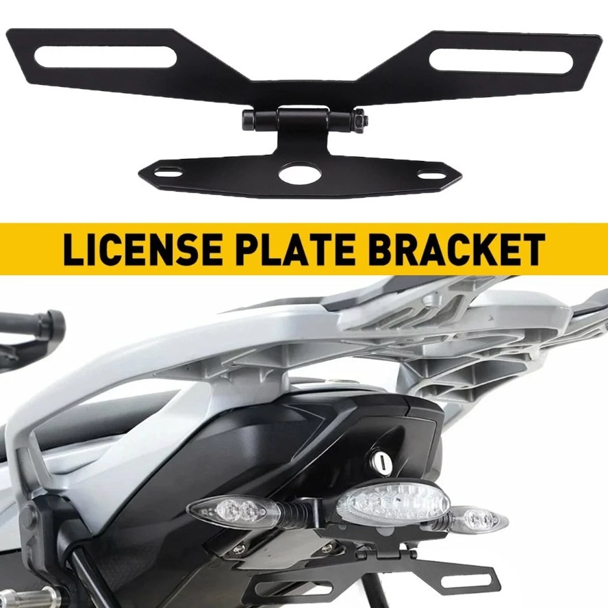 Foldable Motorcycle License Plate Holder with Rear Light Carrier, Adjustable DE