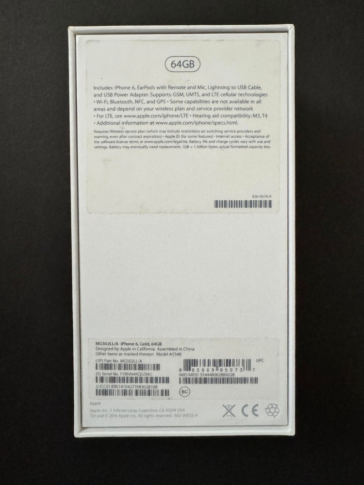 Original Apple iPhone 6 64GB - Retail Box Packaging Only