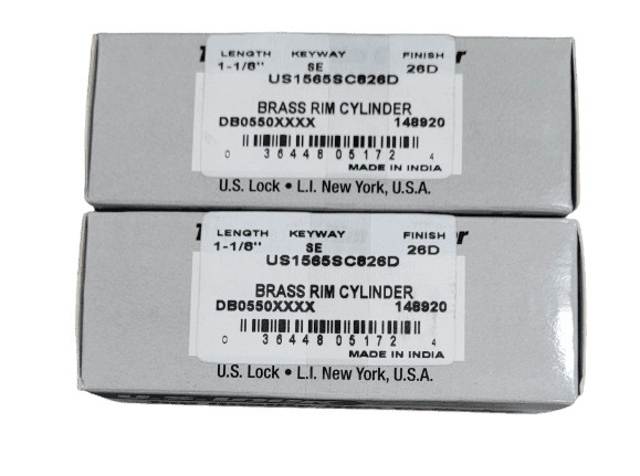 2-PACK US Lock Rim Cylinder Solid Brass SC8 Keyway Chrome KA2