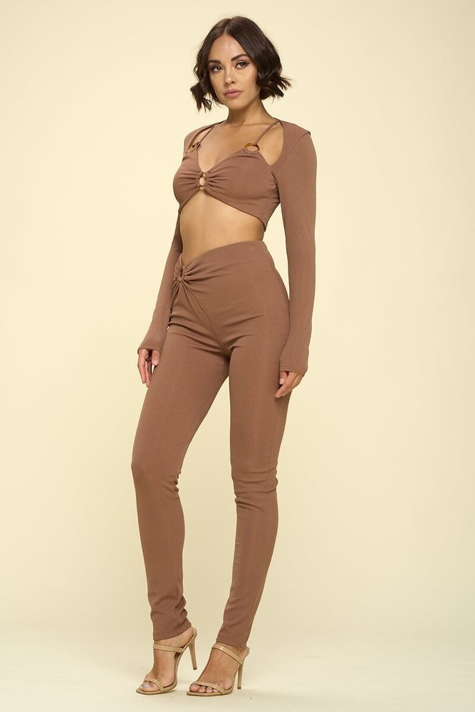 Bikini Top Solid Color 2 Piece Brown