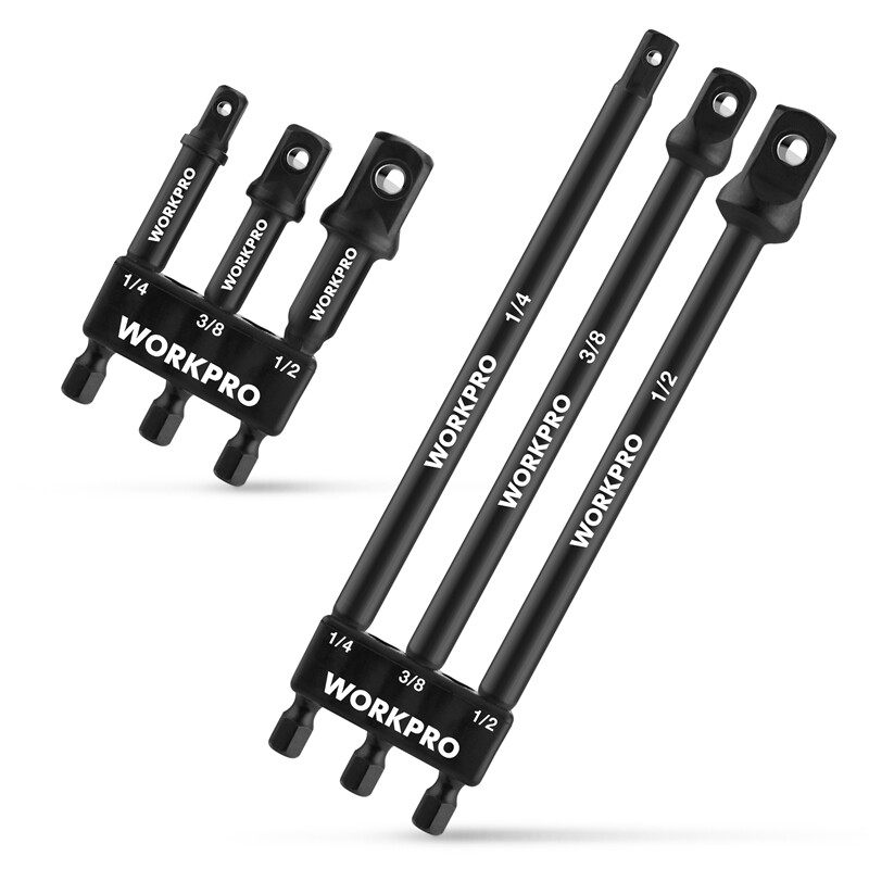 WORKPRO 6PC Socket Adapter Extension Set 1/4 3/8 1/2 Drive Impact Extension Bits