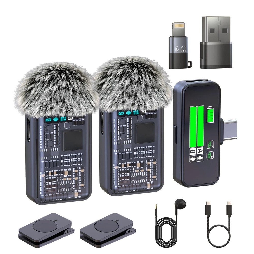 Wireless Lavalier Microphones for iPhone, iPad, Android, Camera, USB-C Microphon