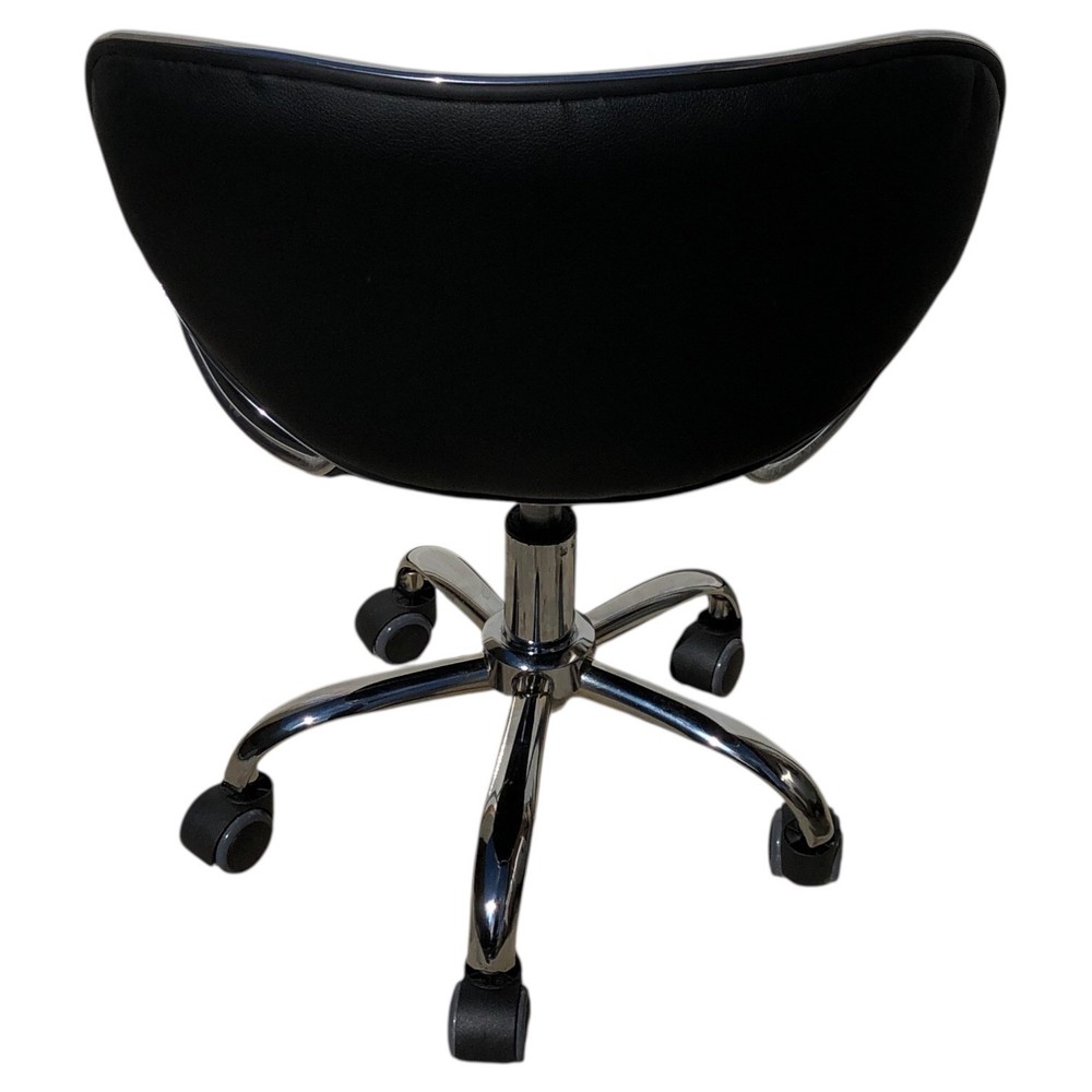 Adjustable Low Height Salon Technician Stool w/ Back Support Rolling Chair