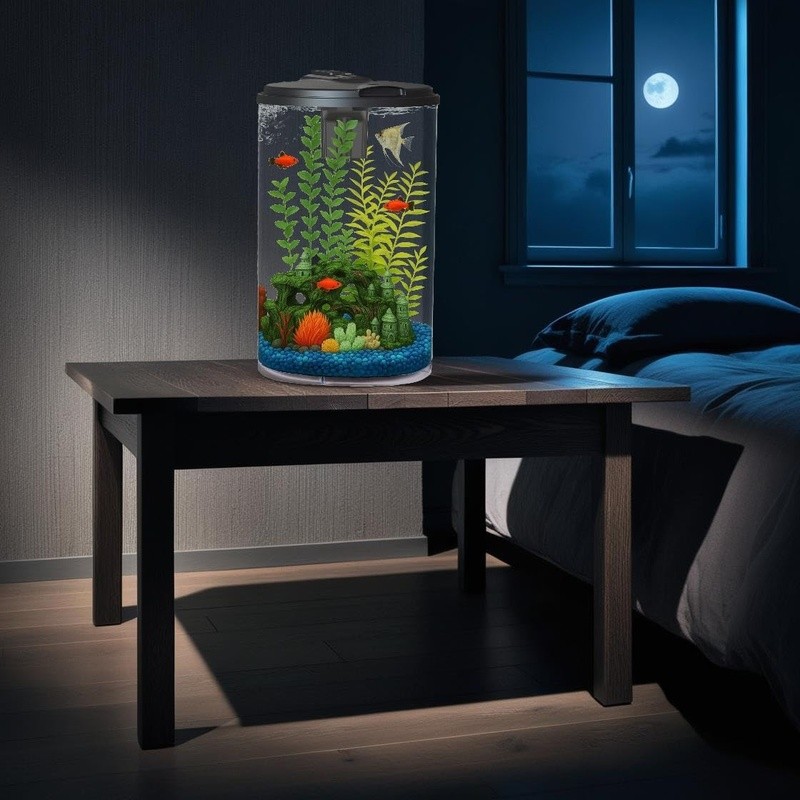 Aquarium Kit 6 Gallon Impact Resistant Cylinder LED Light Timer Fun Experience