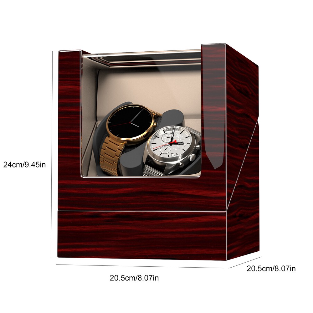 Automatic 2+0 Watch Winder Double Storage Display Case Box With Mabuchi Motors