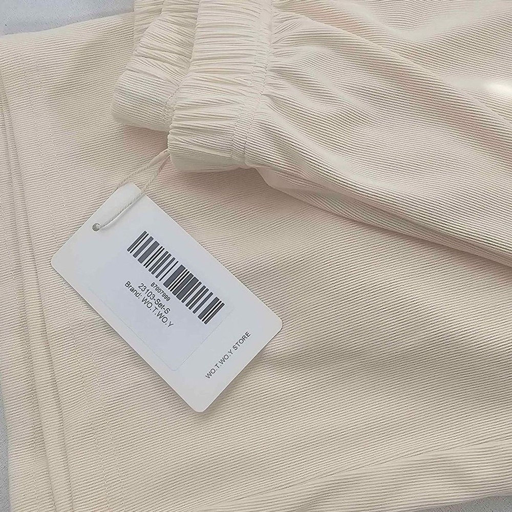 New Women's Small Cream Solid Casual Two-Piece Set