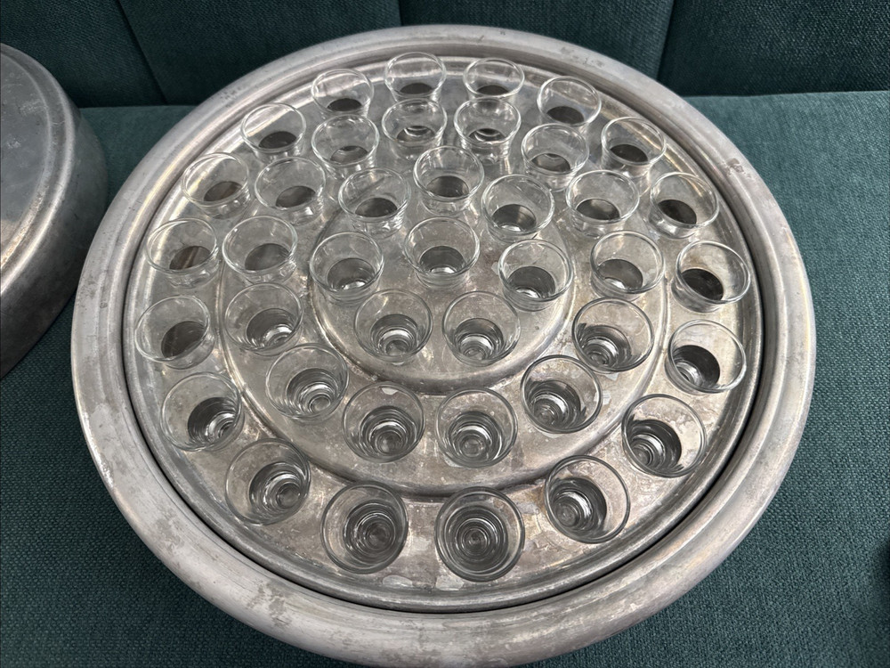 Revell-Ware Aluminum Communion Tray Stackable 40-Hole Insert w/ Glasses