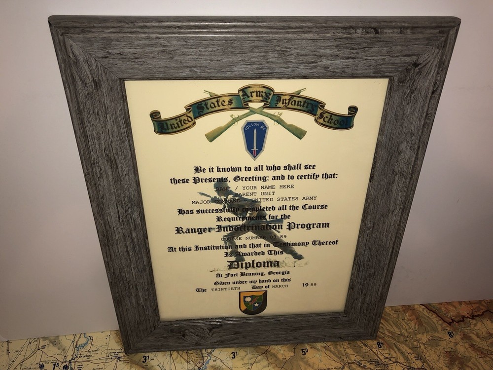RANGER INDOCTRINATION PROGRAM DIPLOMA - U.S. ARMY / COMMEMORATIVE CERTIFICATE