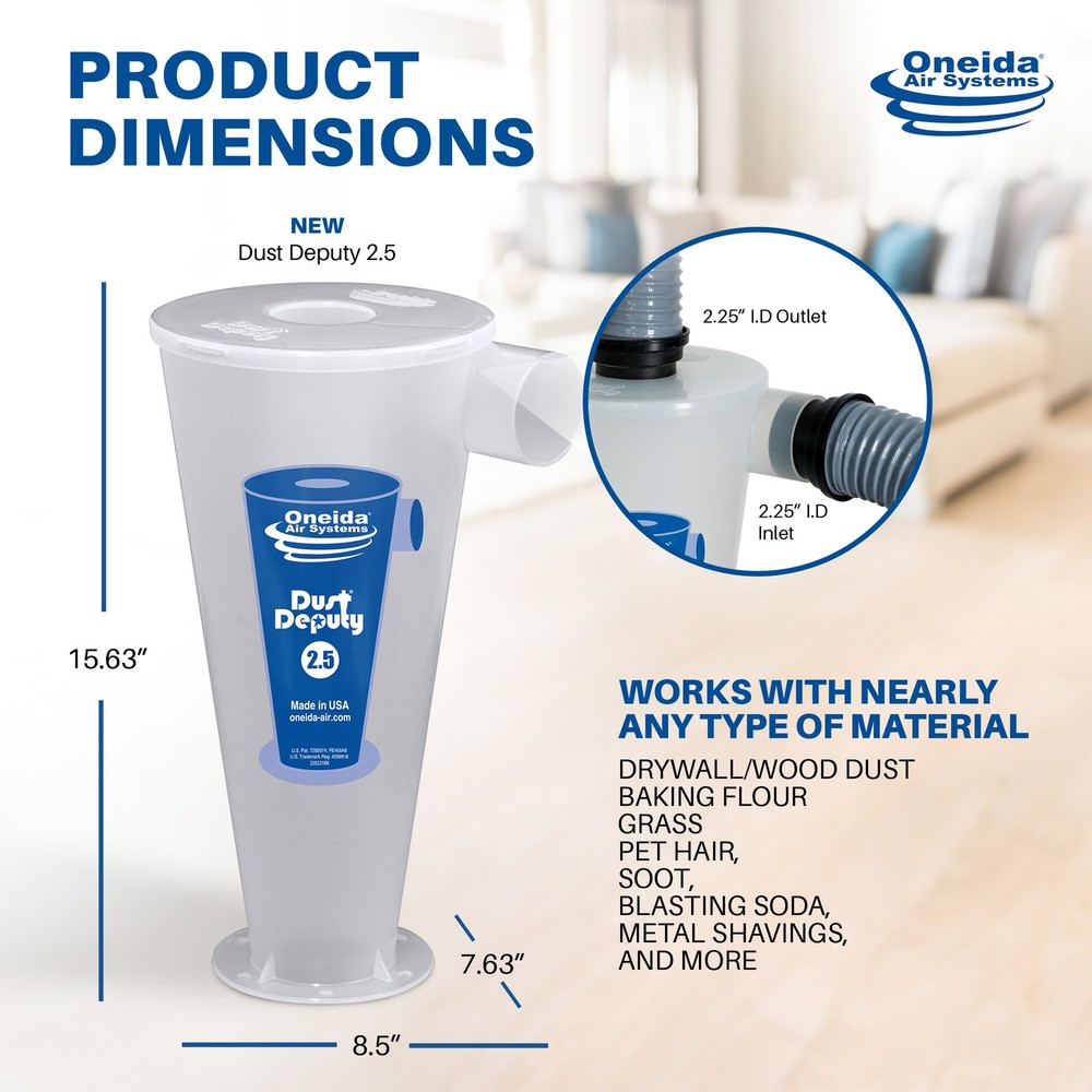 Dust Deputy 2.5 DIY Cyclone Separator, Accessory Only, Clear (Open Box)