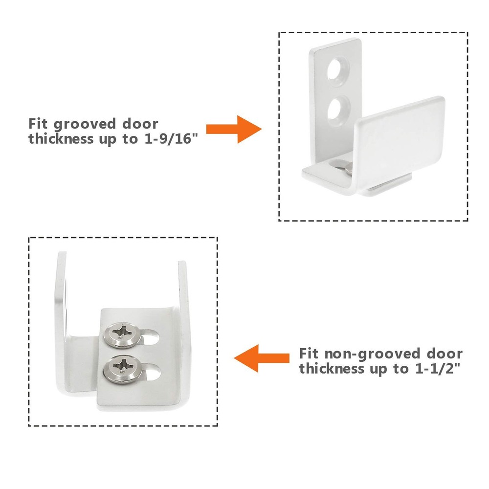 BokWin White Barn Door Guide - Adjustable Wall Mounted - Works on