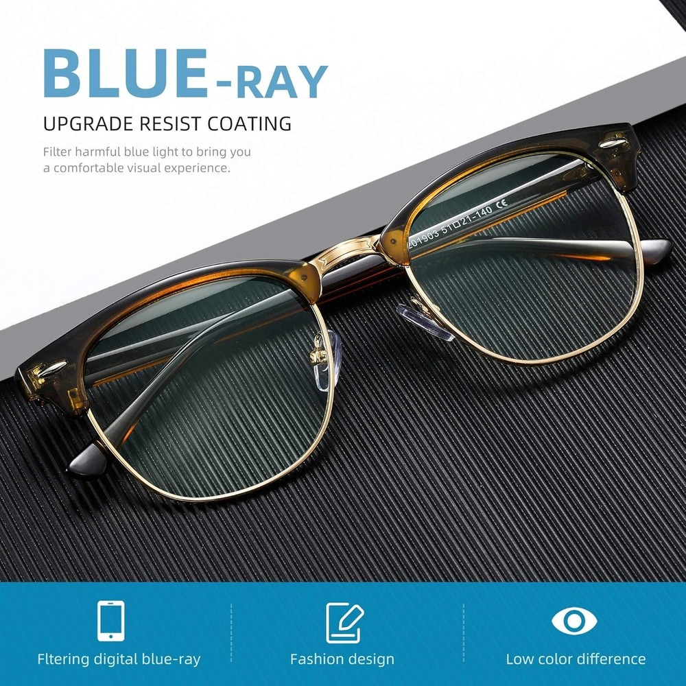 Half Frame UV Blue Light Blocking Glasses