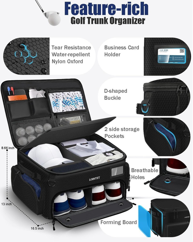 LOINTET Golf Trunk Organizer Waterproof Shoe Compartment
