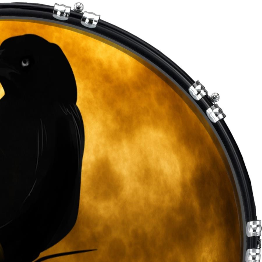 20" Custom Bass Kick Drum Front Head Graphical Graphic Moon Raven
