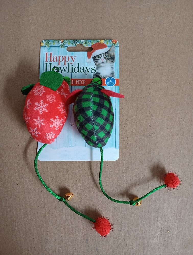 Happy Howlidays Kitteez Plush Mice Stress Relief Interactive Exercise Pet Factor