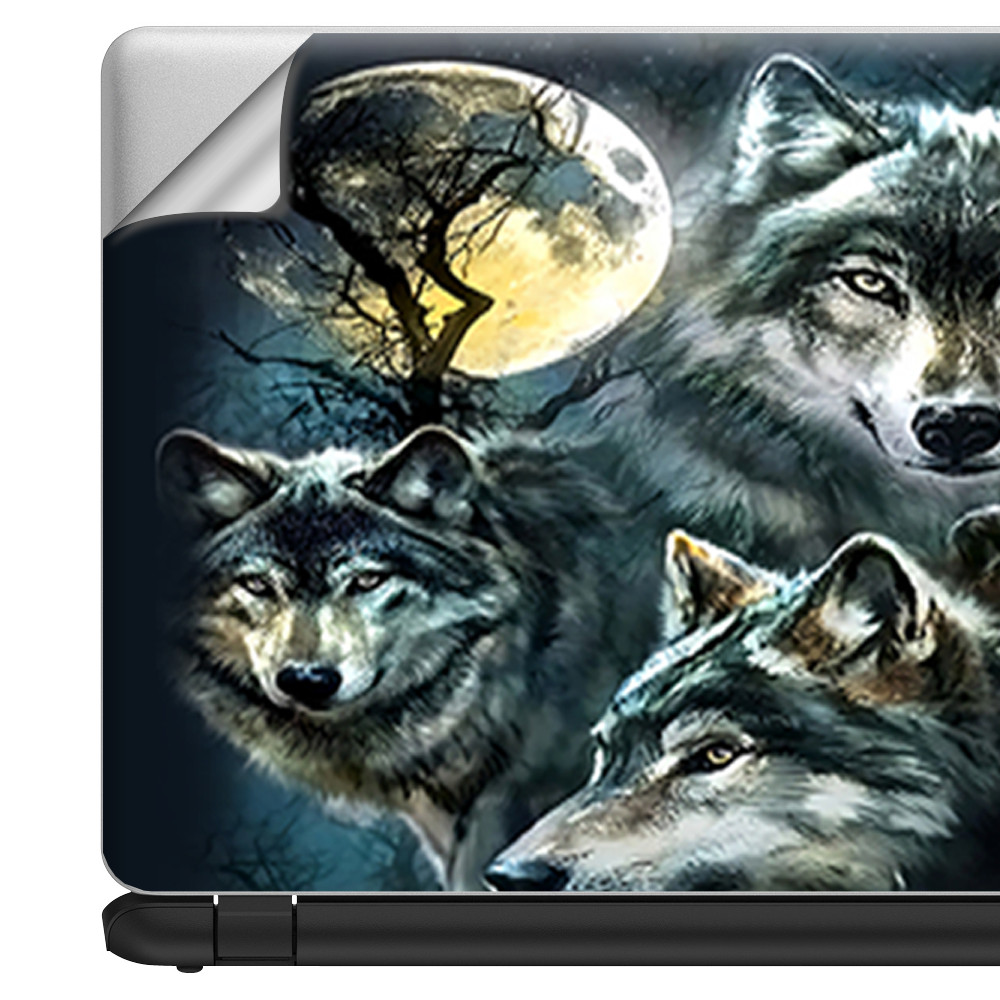 Universal Laptop Skins wrap for 15" - 3 Wolves Moonlight
