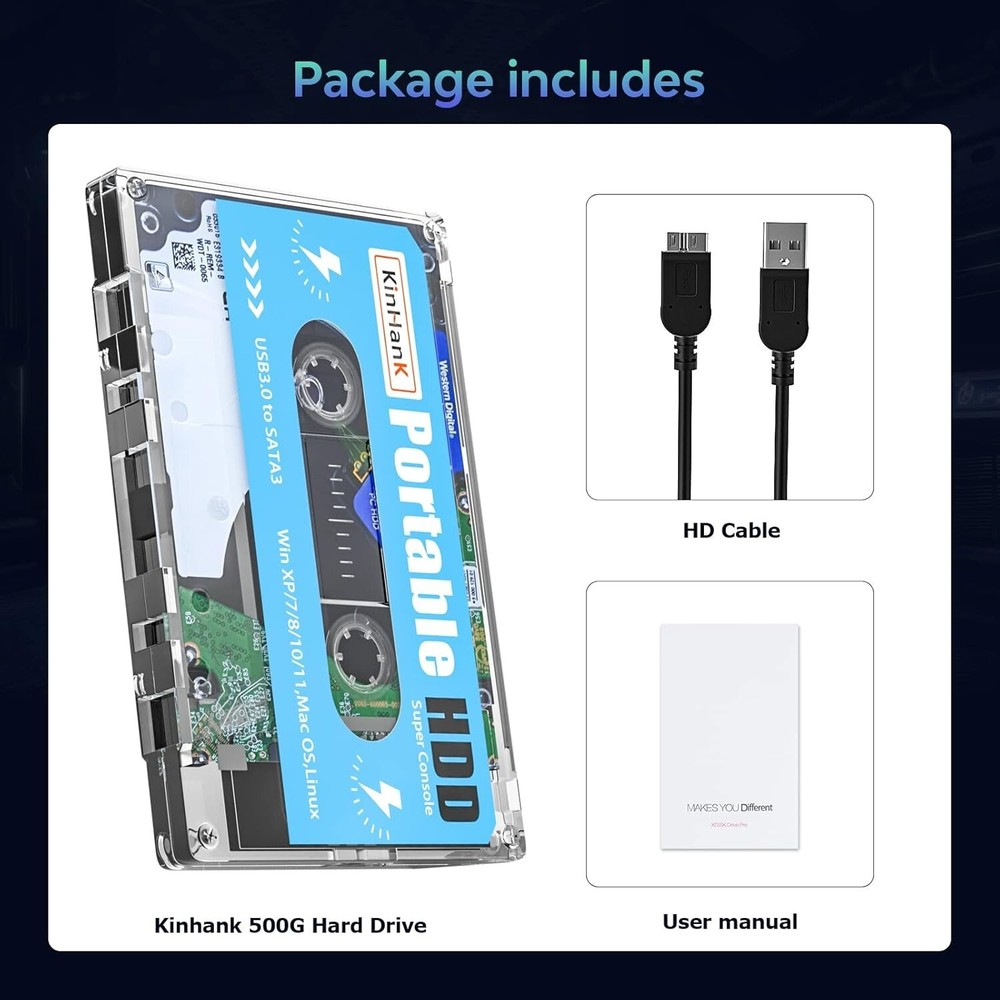 Compact 500GB External Hard Drive with 110,000+ Pre-Installed Games & Emulators=
