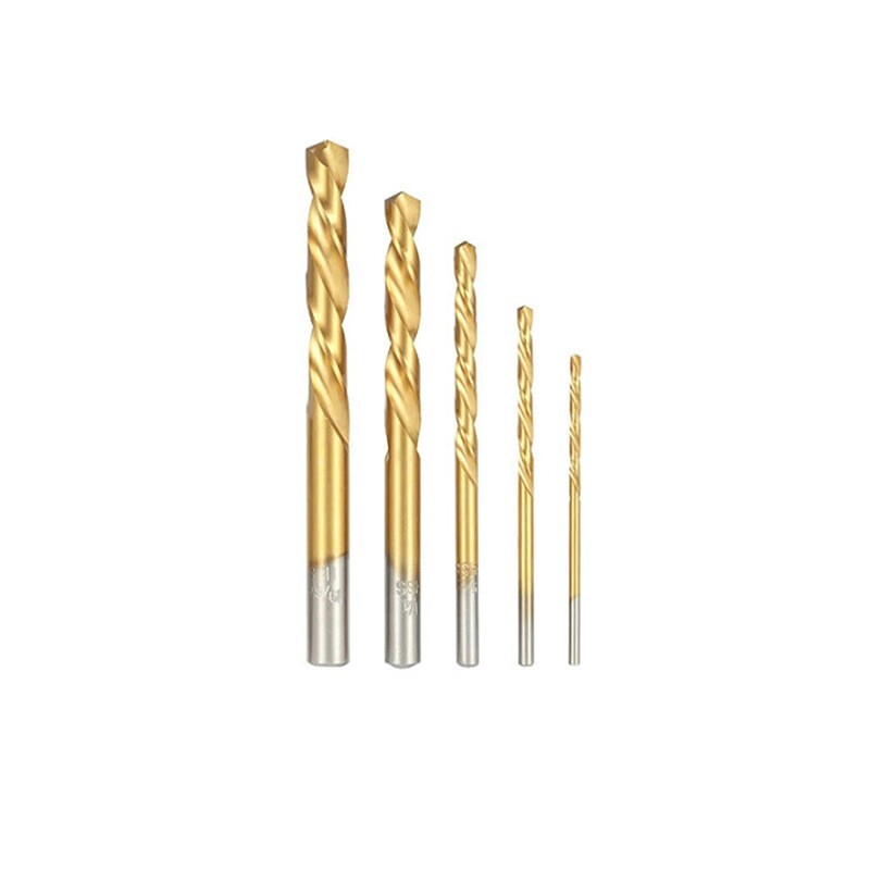 Titanium plating Solid Carbide Left Hand Spiral Flutes Twist Drill Bit 5pcs
