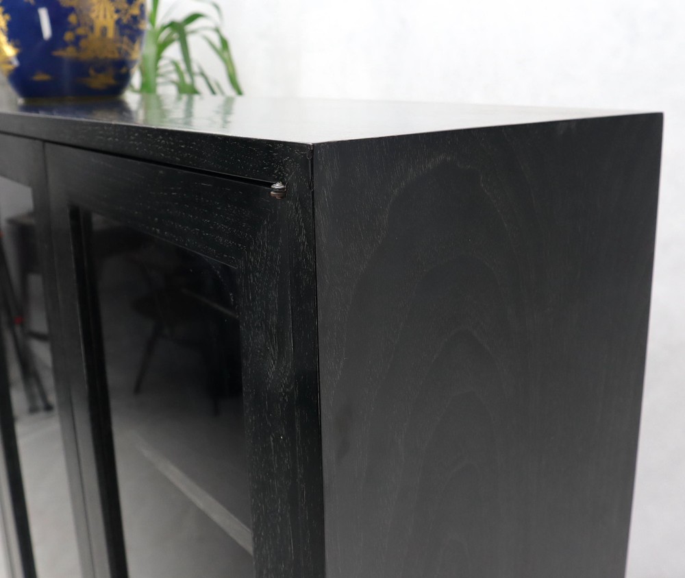 Large Mid-Century Modern Ebonized and Cerused Walnut Four Doors Bookcase