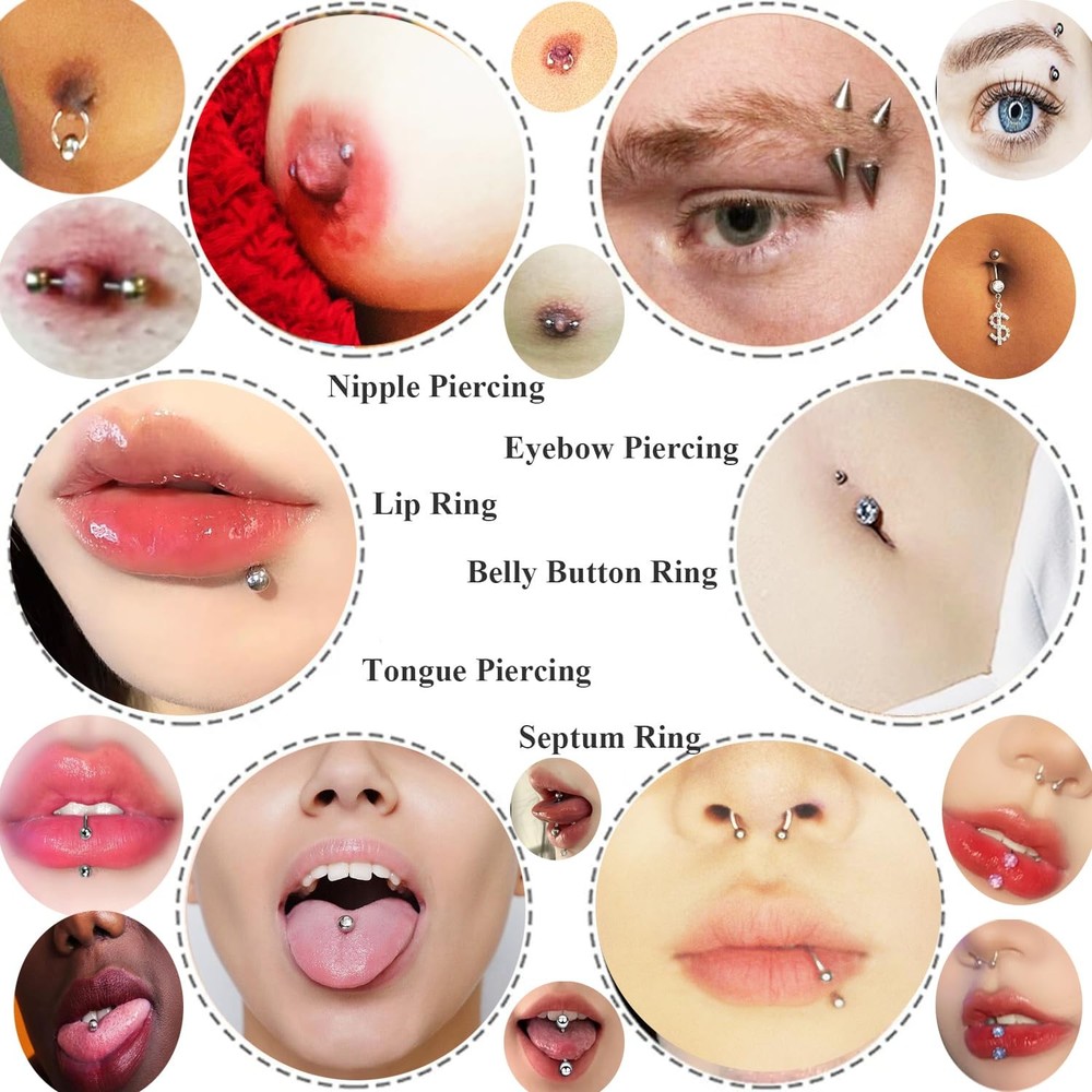 AM RIGHT THIRTY Belly Button Piercing Large, Silve-Belly Kit
