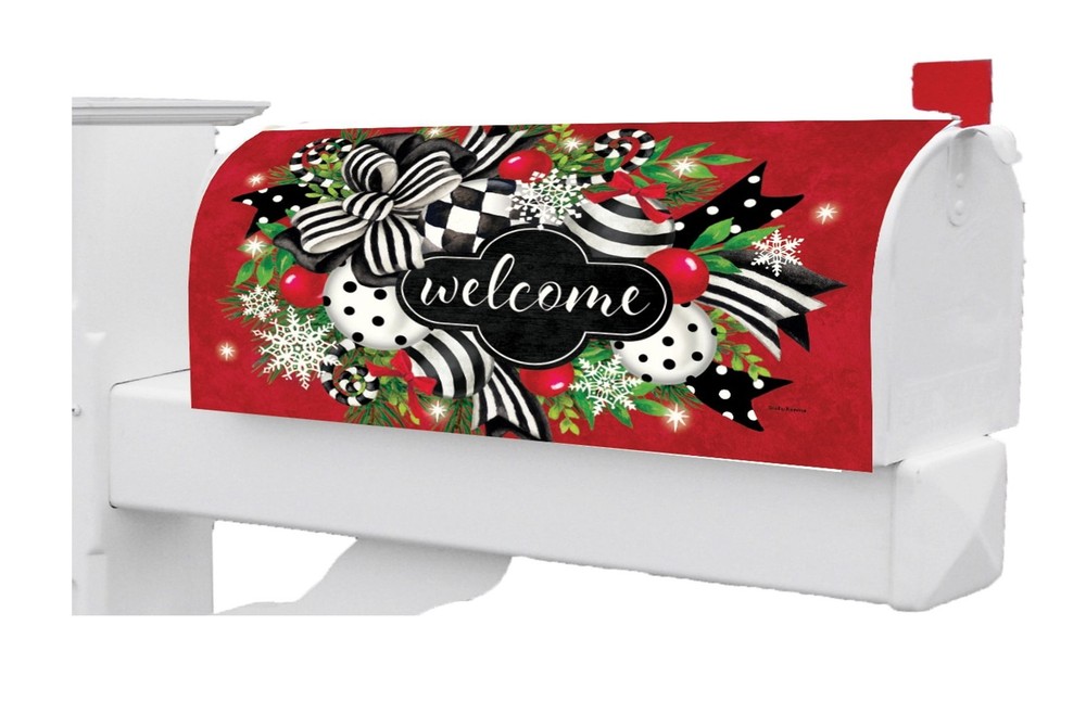 Black and White Swag Oversized Mailbox Cover