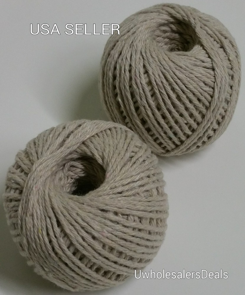 2 Rolls Cotton Twine White Natural Strings 165 feet each roll