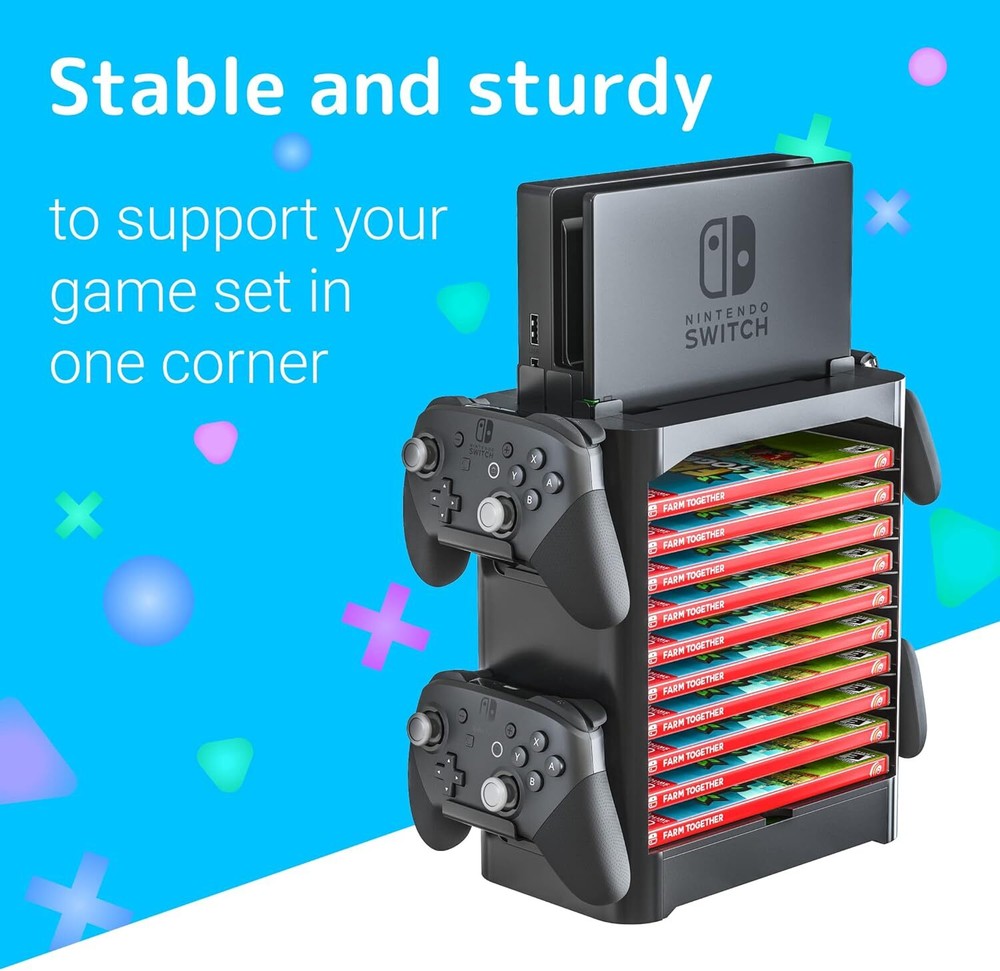 Nintendo Switch Game Storage Tower, Game Disk Rack and Controller Organizer