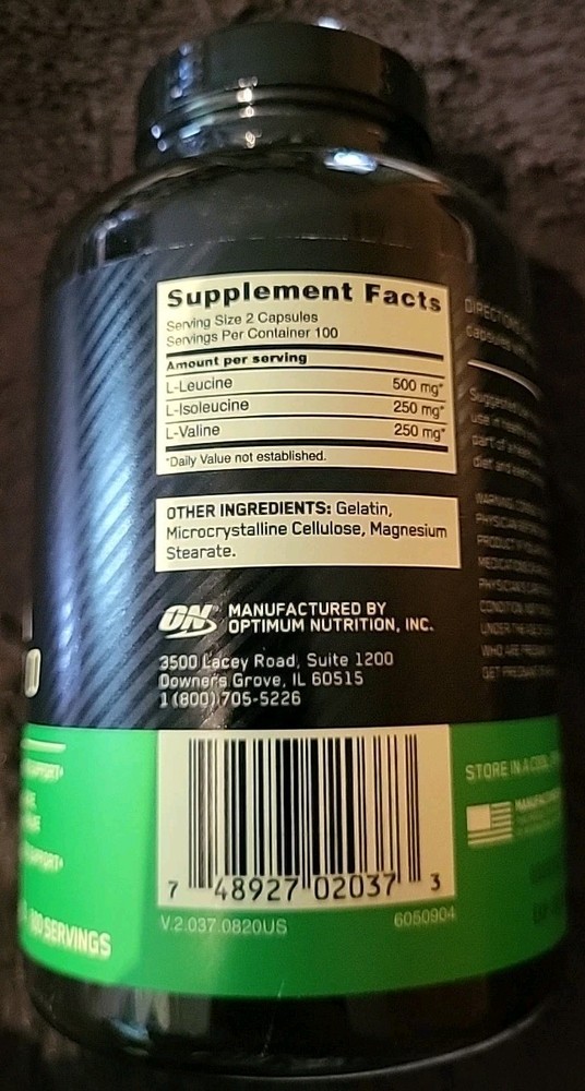 Optimum Nutrition BCAA 1000 (200 Caps) ●READ