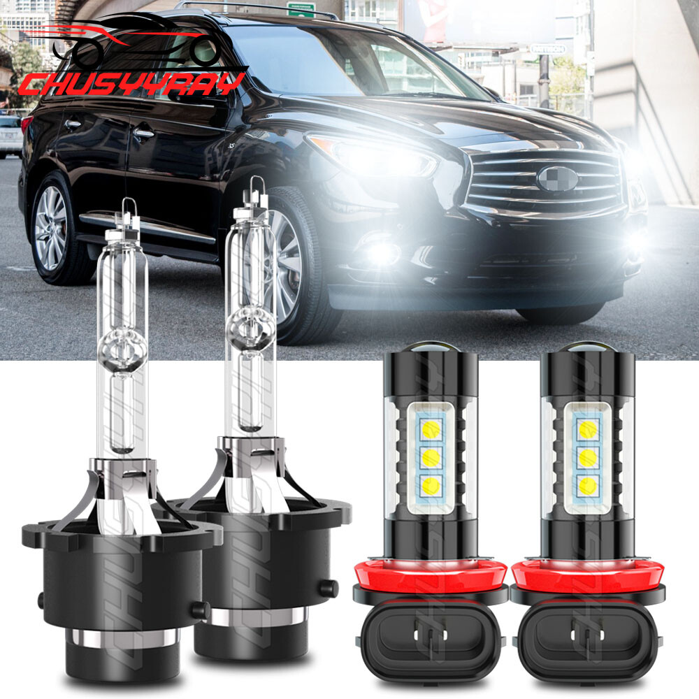 For Infiniti QX60 2014-2015 Front HID Headlight High Low Beam + Fog Light Bulbs