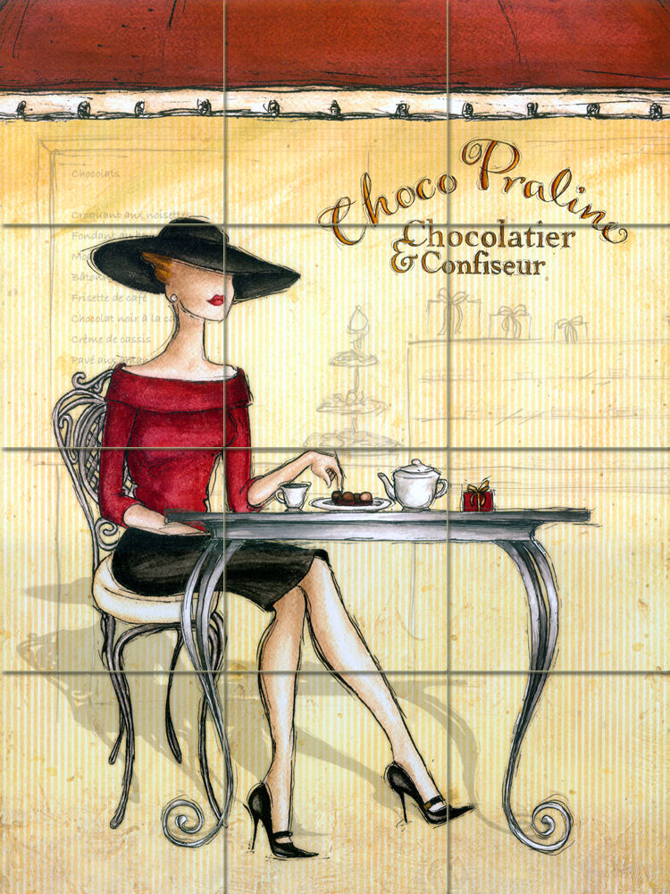 18 x 24 Art Mural Ceramic Backsplash Paris Coffee Tile #328
