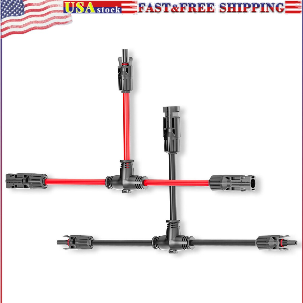 Solar Panel Parallel Connectors 10AWG 1 to 2 Solar Branch Parallel Adapter Cable
