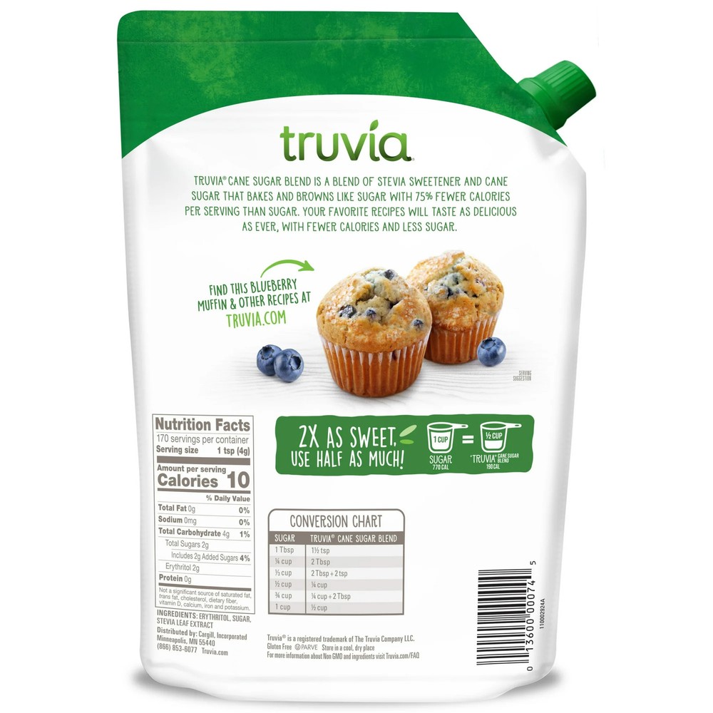 Cane sugar and stevia blend sweetener
