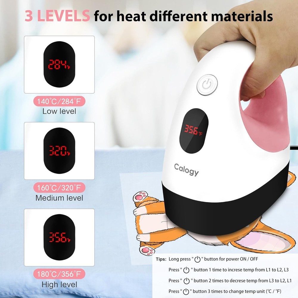 Compact Mini Heat Press with Constant Temp Control for Crafters - White Pink