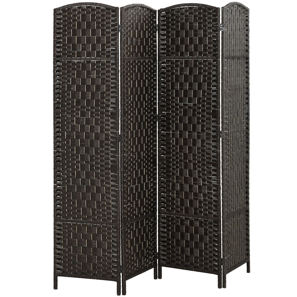 4 Panel Folding Privacy Screen, 70.9" Partition Wall Divider, Coffee