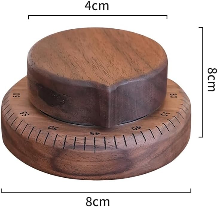 [Mechanical, Battery-Free] Black Walnut Wood Kitchen Timer, 60-Minute Analog