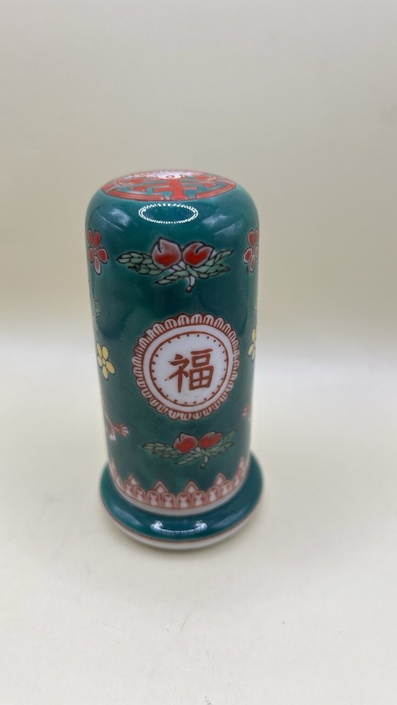 Vintage Chinese Porcelain Toothpaste Holder Set Turquoise Longevity Marked