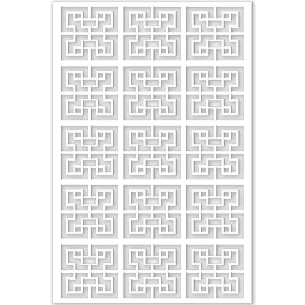 Chinese Maze 4 Ft. X 32 In. White Vinyl Decorative Screen Panel