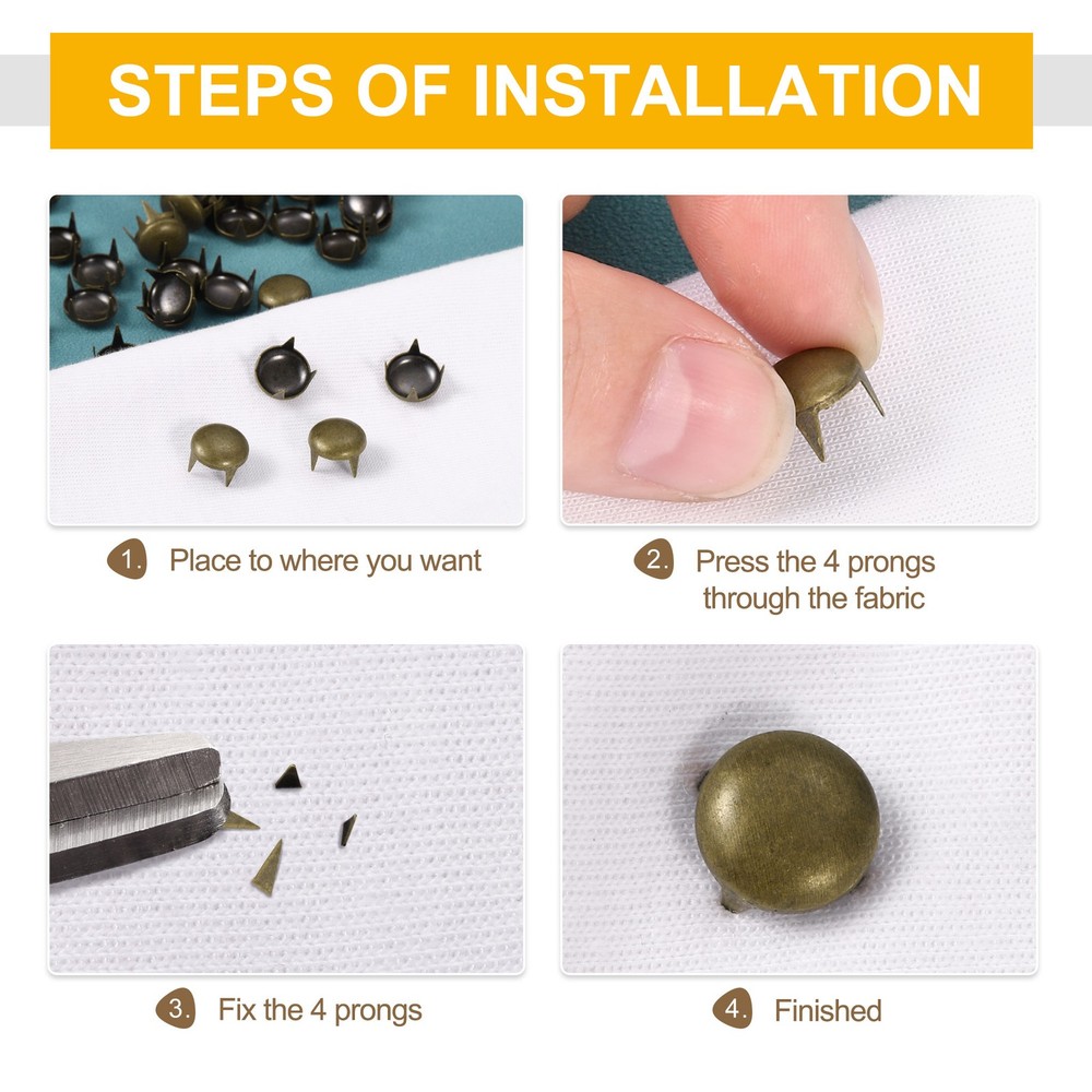 80Pcs Silver 3mm Round Dome Rivets for DIY Leather Craft