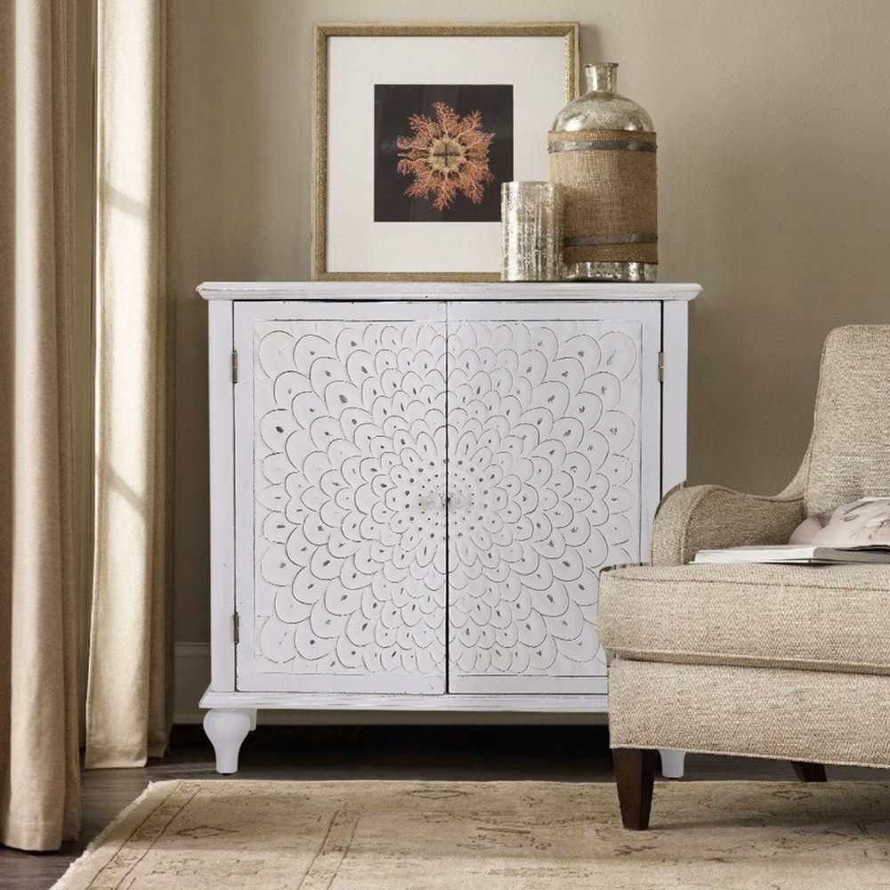 Accent Cabinet Storage Sideboard Entryway Buffet Cupboard with Doors White