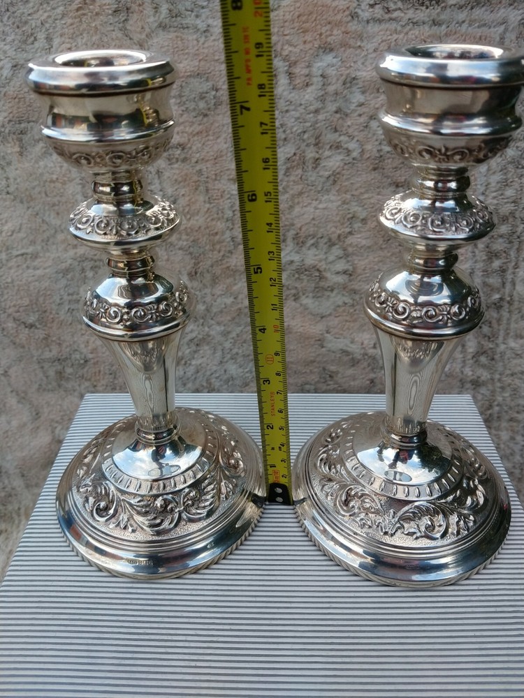 Stunning English Solid Silver Candlesticks Birm 1965 Nice Quality Condition