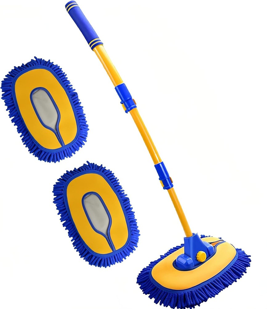 Car Wash Mop with Long Aluminum Handle & Microfiber Mitt - Scratch-Free