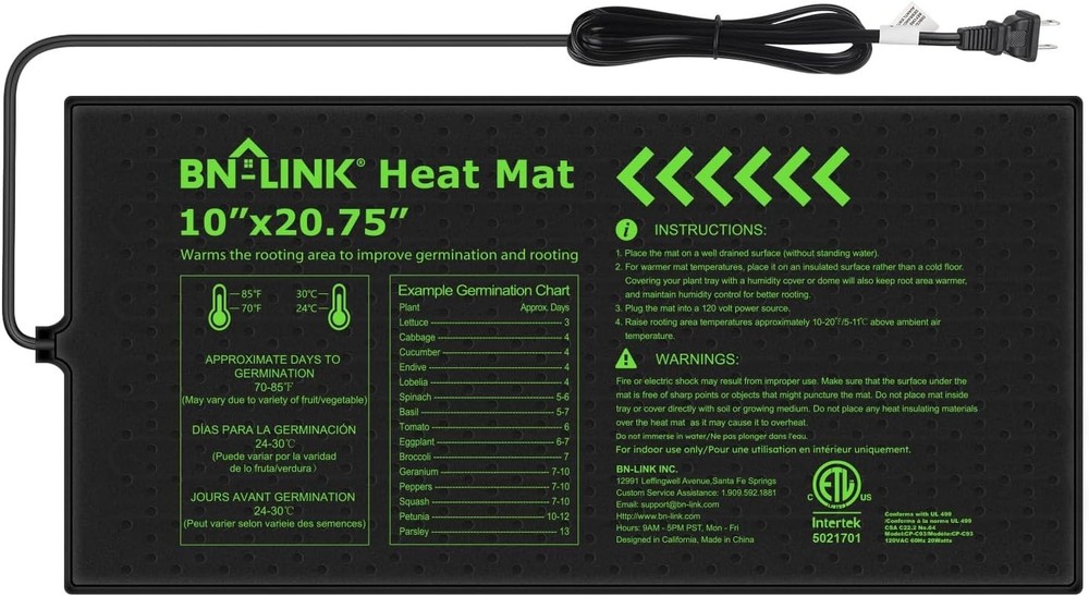 Durable 10" x 20.75" Heating Pad for Seed Germination – Stable Warmth Assured
