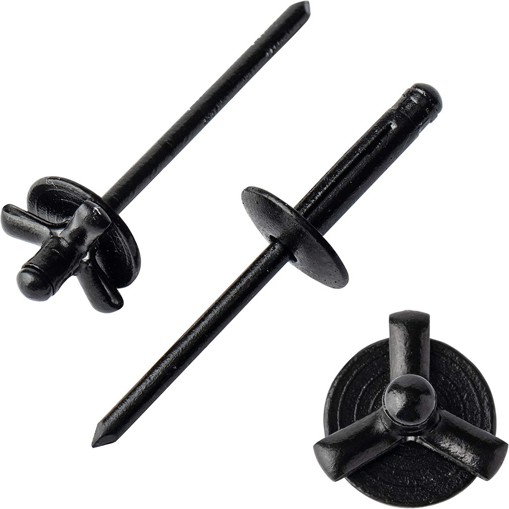 50Pcs 3/16" X 4/5" Large Head Tri-Fold Exploding Aluminum Pop Rivets (Black)